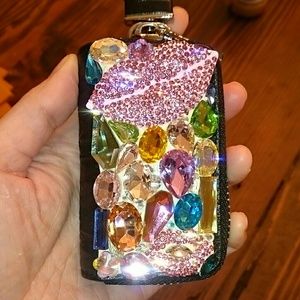 Little swarovski key chain leather